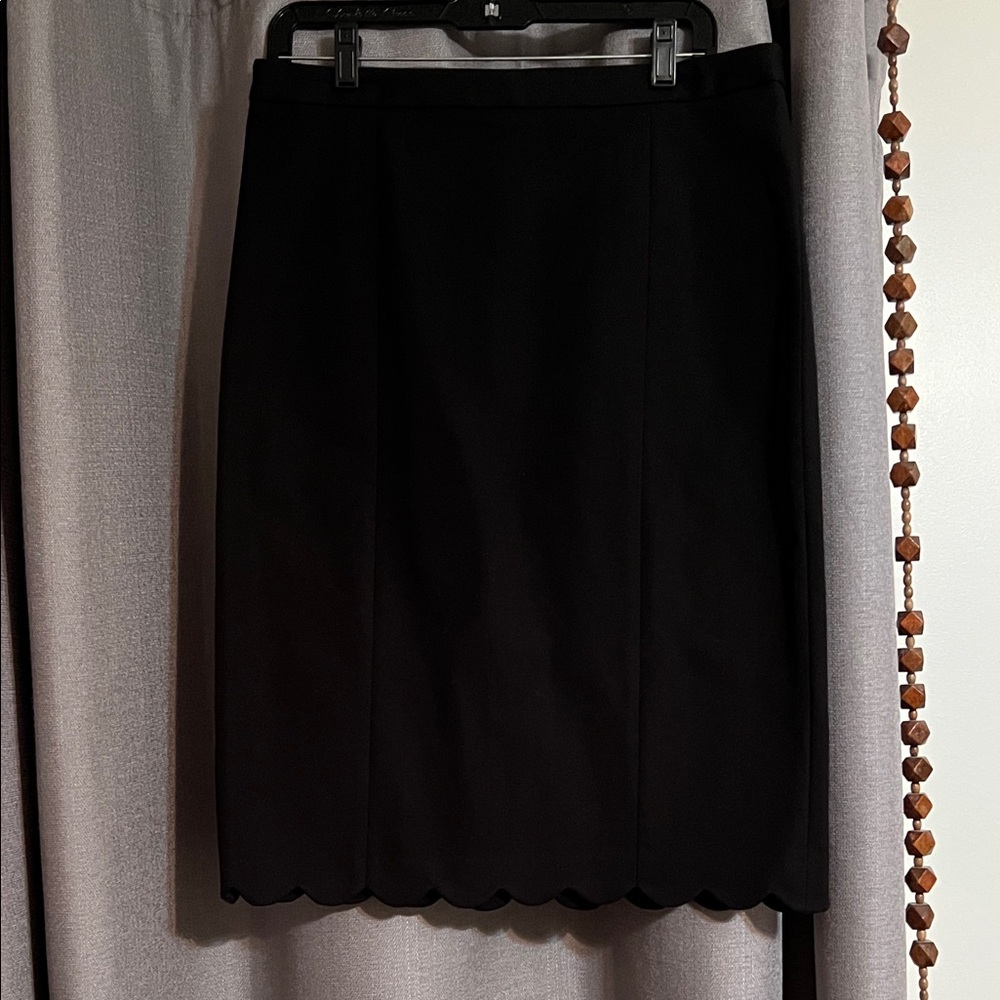 Banana Republic Black Pencil Skirt with Scalloped Hem